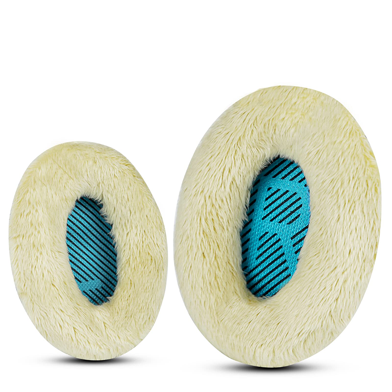Professional Ear Pads for Bose , Memory Foam & White Fur, Ear Cushions for Winter, by Krone Kalpasmos - White