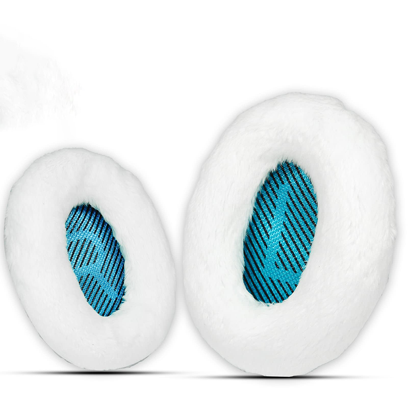 Professional Ear Pads for Bose , Memory Foam & White Fur, Ear Cushions for Winter, by Krone Kalpasmos - White
