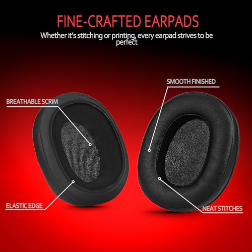 Krone Kalpasmos Breathable Fabric Replacement Earpads for Turtle Beach Stealth 700/600/520,Audio Technica Replacement Earpads for ATH-M50X/M40X/M30X(Black)