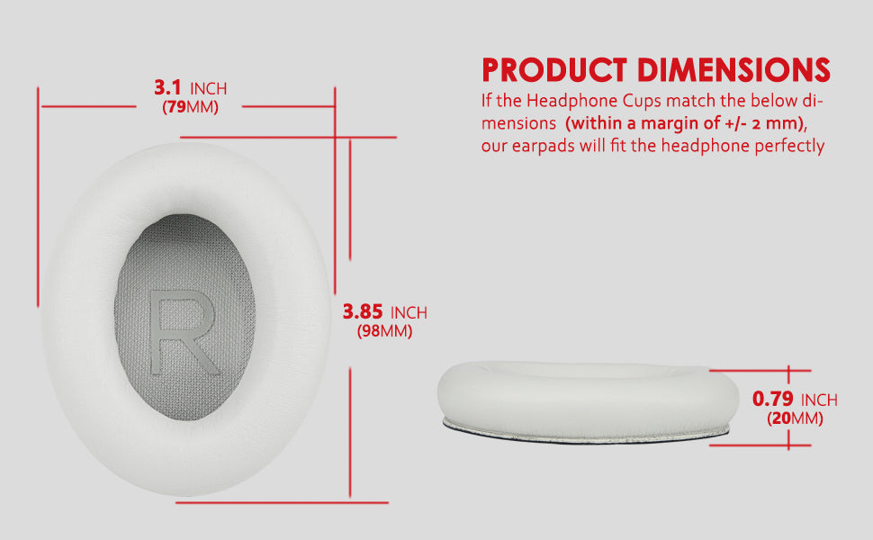 Premium Ear Pad Replacement for Bose QC45-White