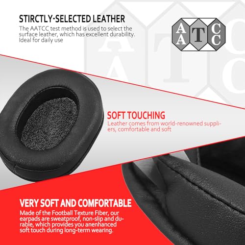 Krone Kalpasmos Breathable Fabric Replacement Earpads for Turtle Beach Stealth 700/600/520,Audio Technica Replacement Earpads for ATH-M50X/M40X/M30X(Black)