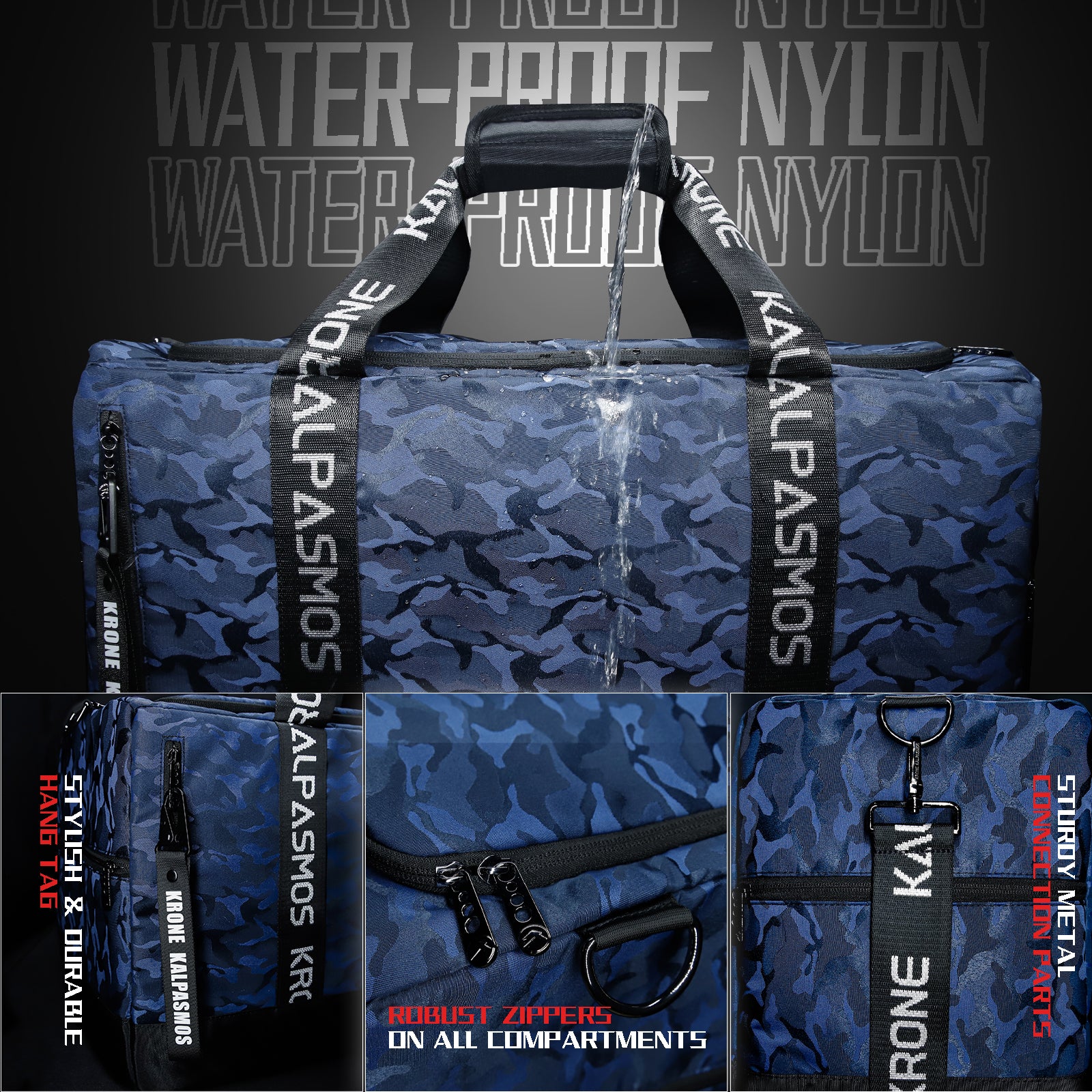 Multifunktionale Reisetasche / Sporttasche / Sneakertasche / Picknicktasche - Blau Camo