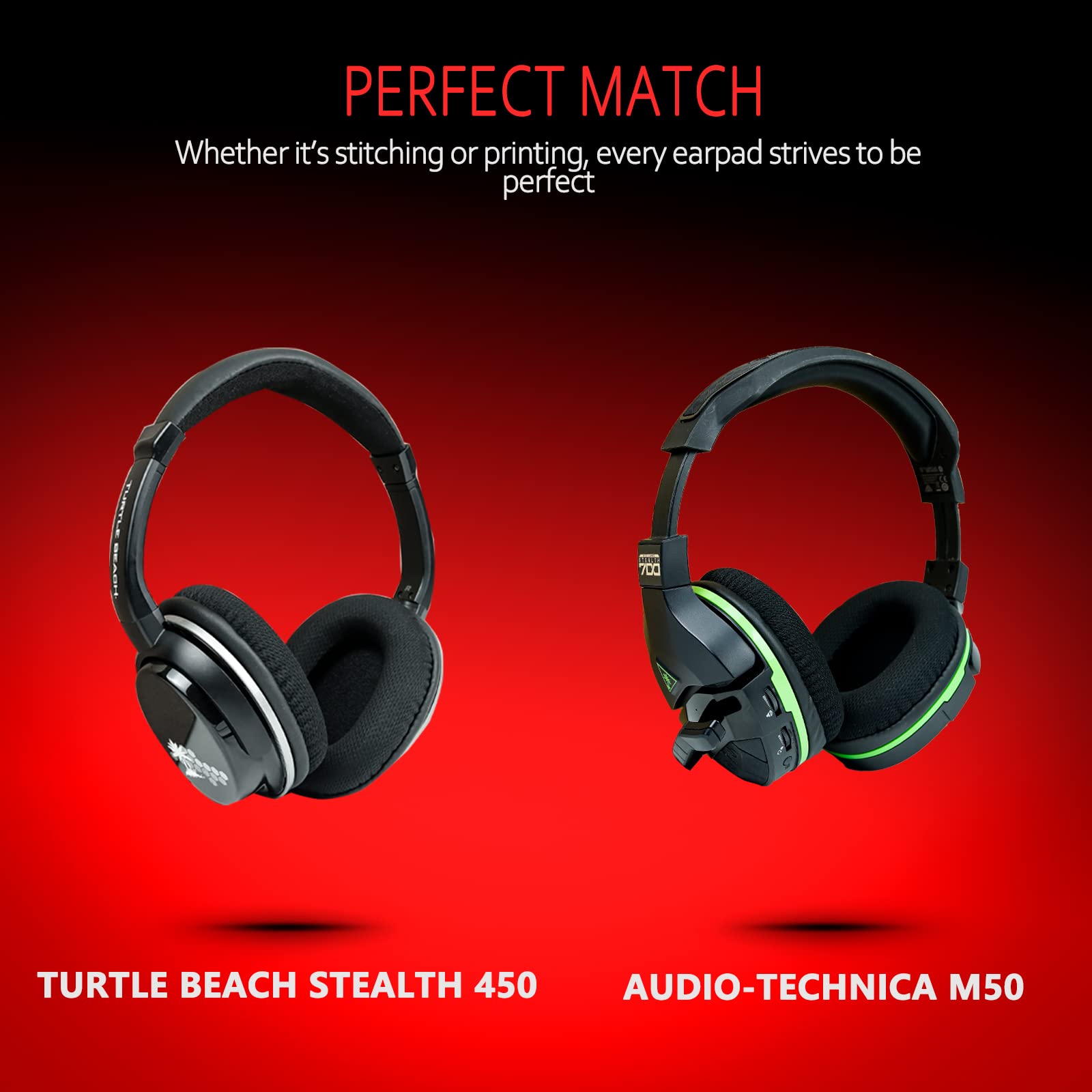 Ersatz-Ohrpolster für Turtle Beach-Stealth/ATH-M/Sony/SteelSeries/Sennheiser und viele große Over-Ear-Kopfhörer