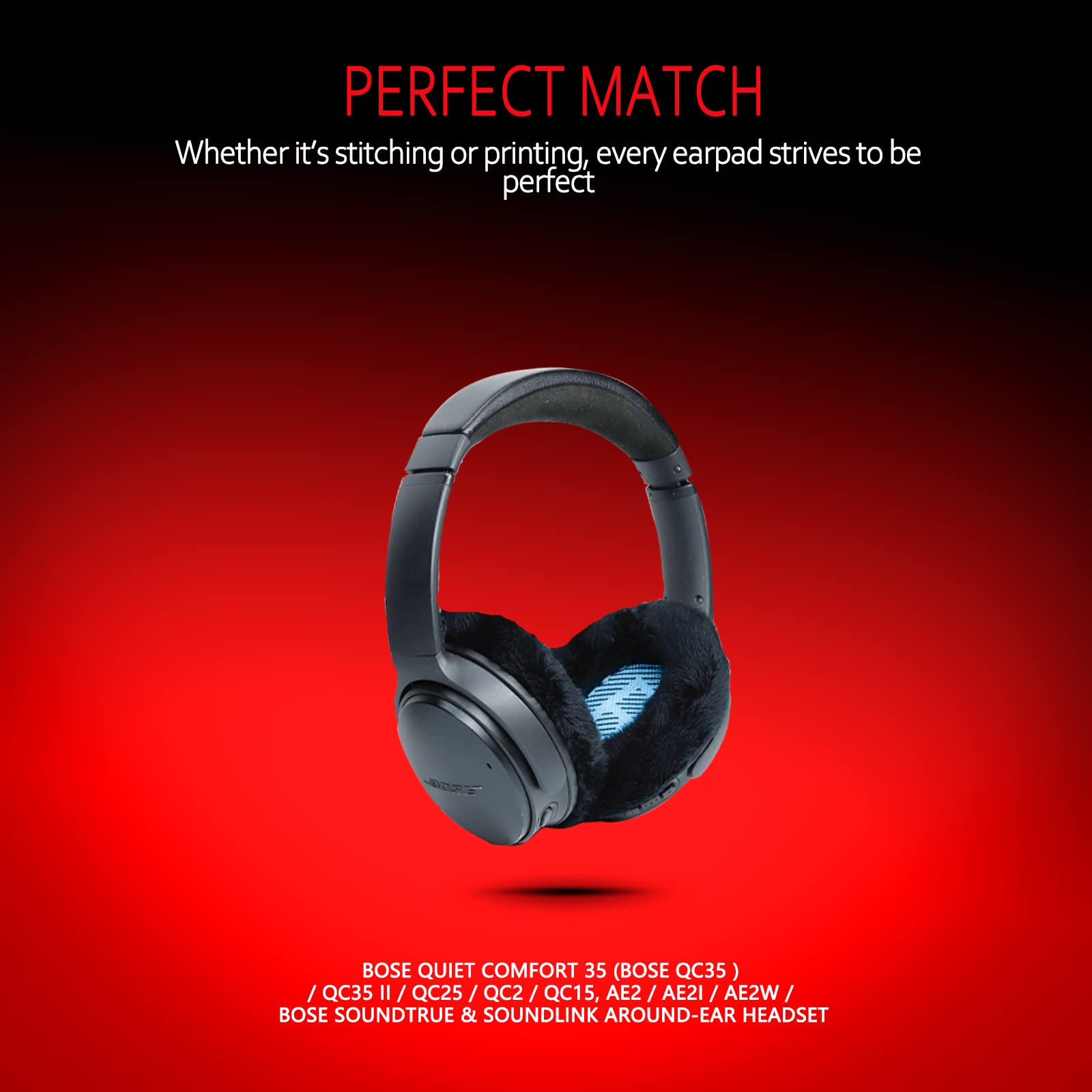 Professional Ear Pads for Bose , Memory Foam & White Fur, Ear Cushions for Winter, by Krone Kalpasmos - White