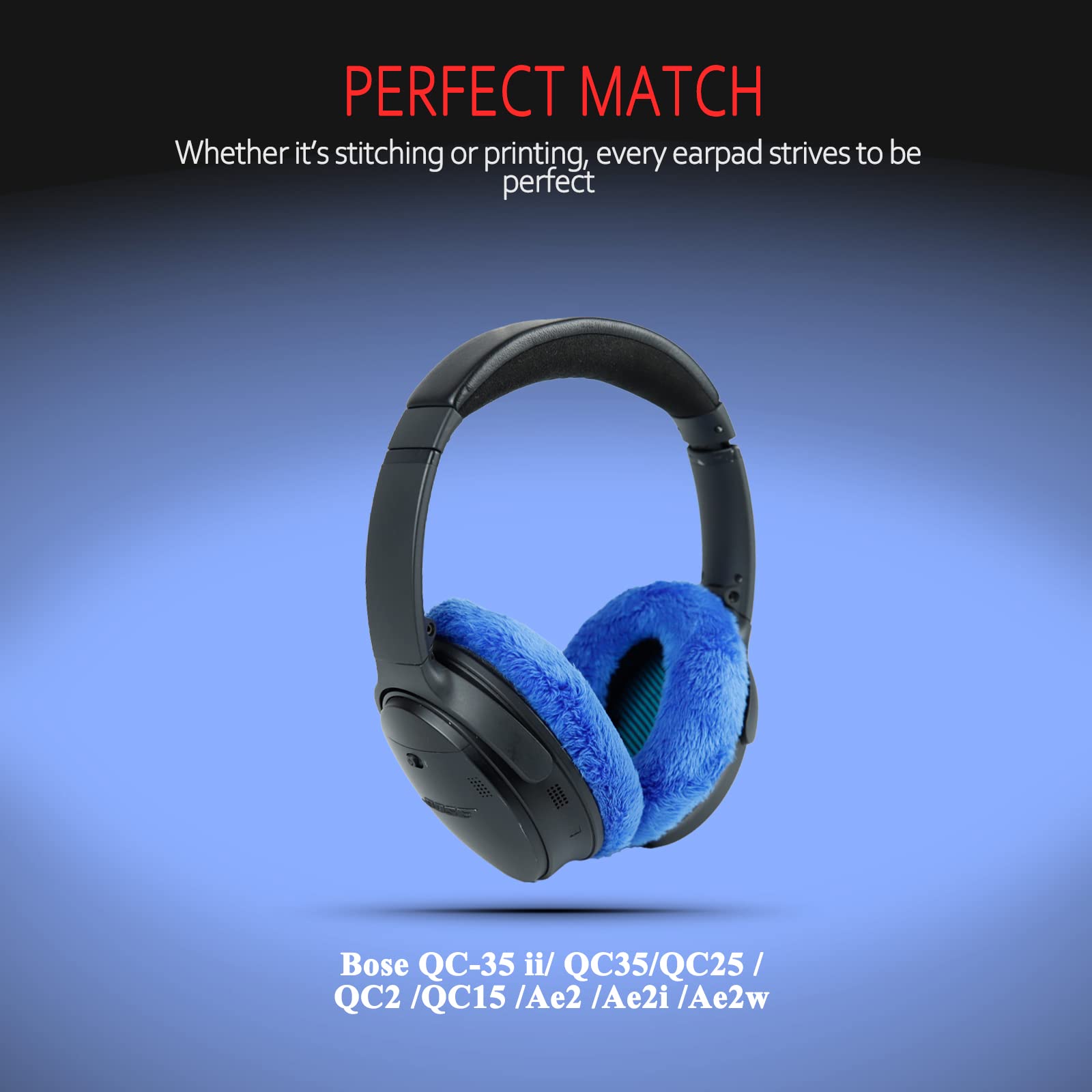 Professional Ear Pads for Bose , Memory Foam & White Fur, Ear Cushions for Winter, by Krone Kalpasmos - White
