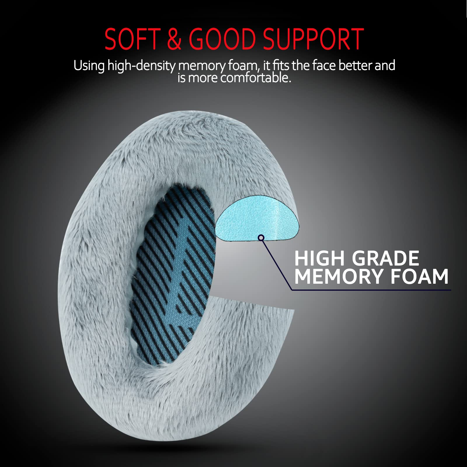 Professional Ear Pads for Bose , Memory Foam & White Fur, Ear Cushions for Winter, by Krone Kalpasmos - White