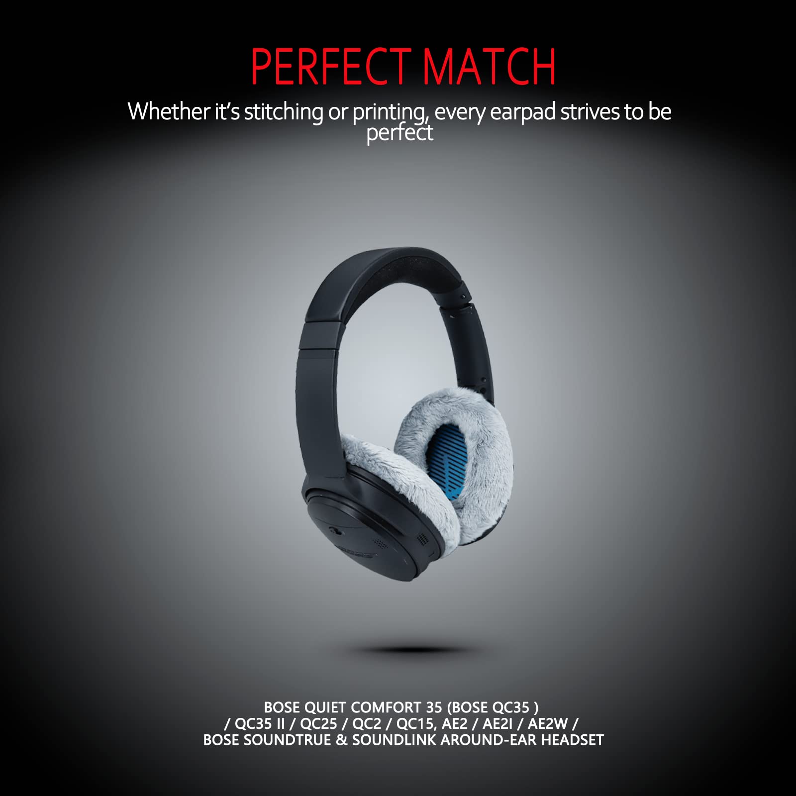 Professional Ear Pads for Bose , Memory Foam & White Fur, Ear Cushions for Winter, by Krone Kalpasmos - White