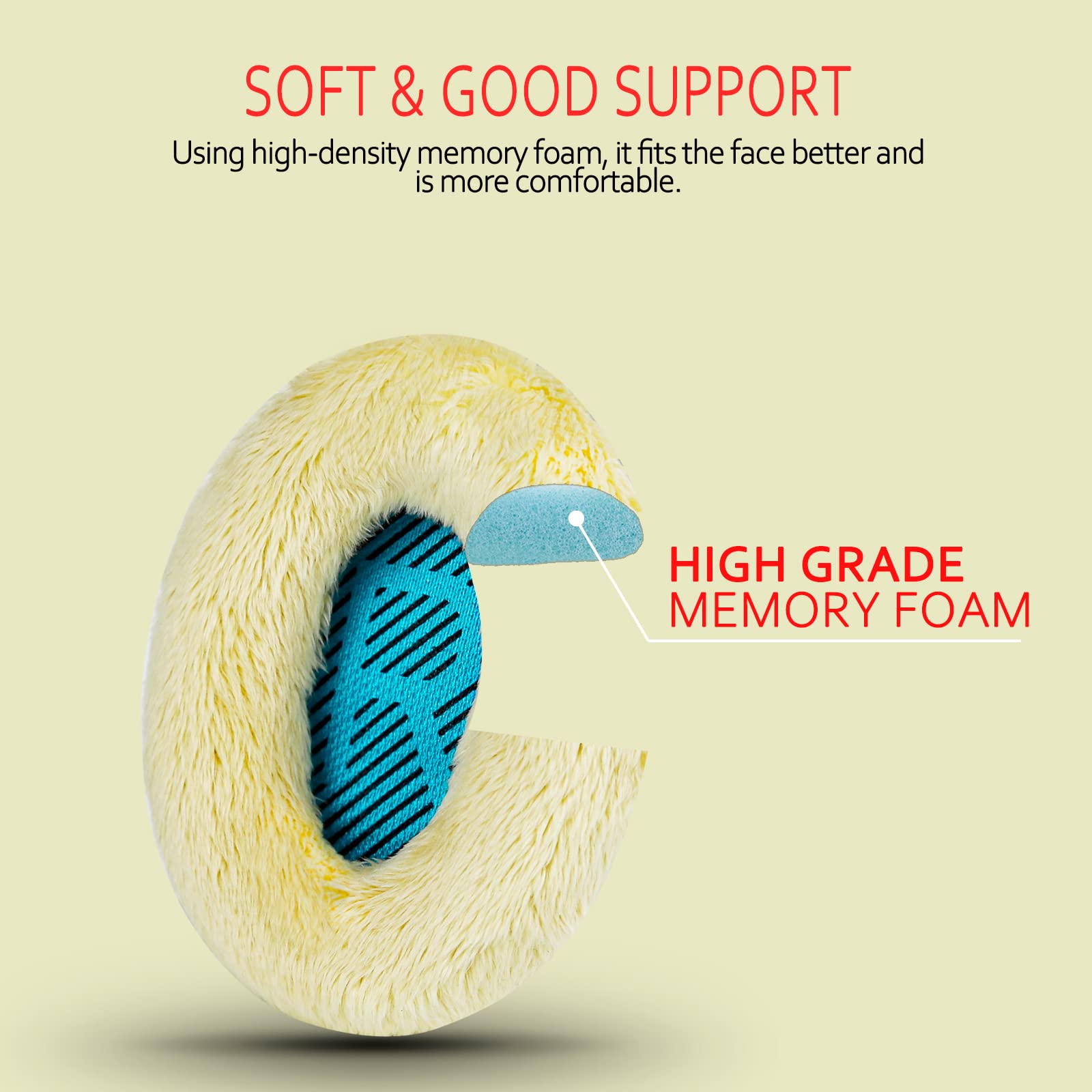Professional Ear Pads for Bose , Memory Foam & White Fur, Ear Cushions for Winter, by Krone Kalpasmos - White