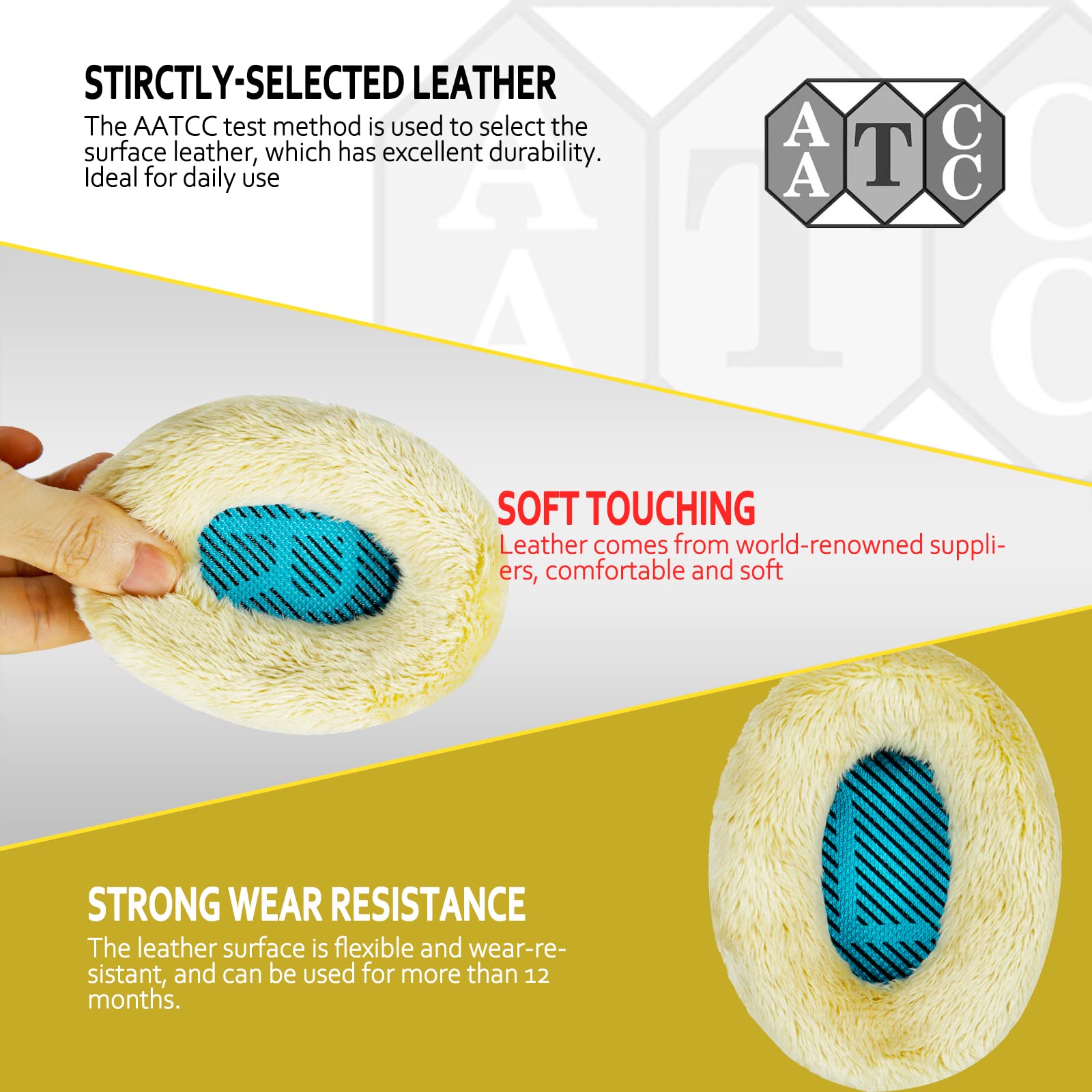 Professional Ear Pads for Bose , Memory Foam & White Fur, Ear Cushions for Winter, by Krone Kalpasmos - White