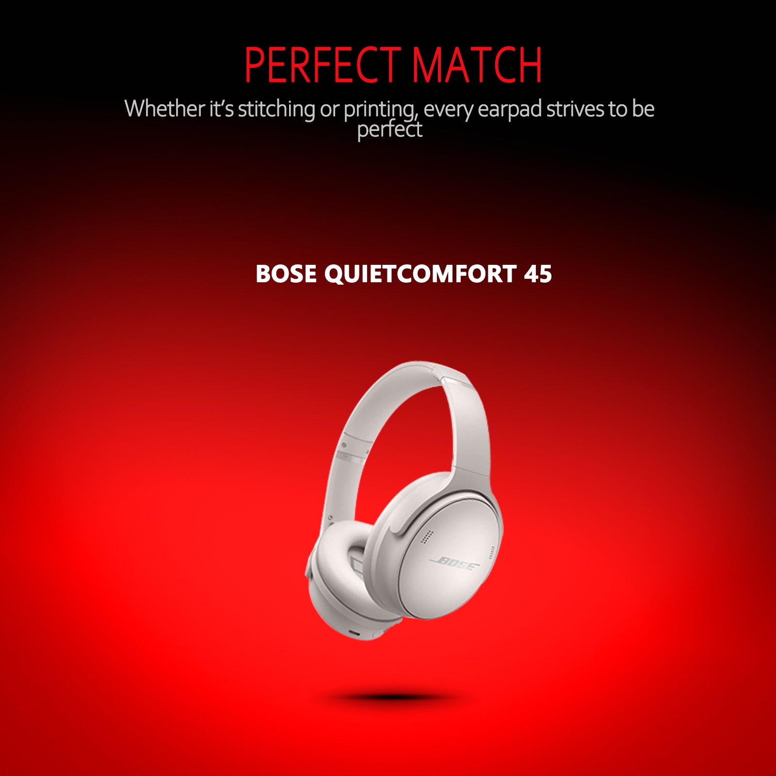 Premium Ear Pad Replacement for Bose QC45-White