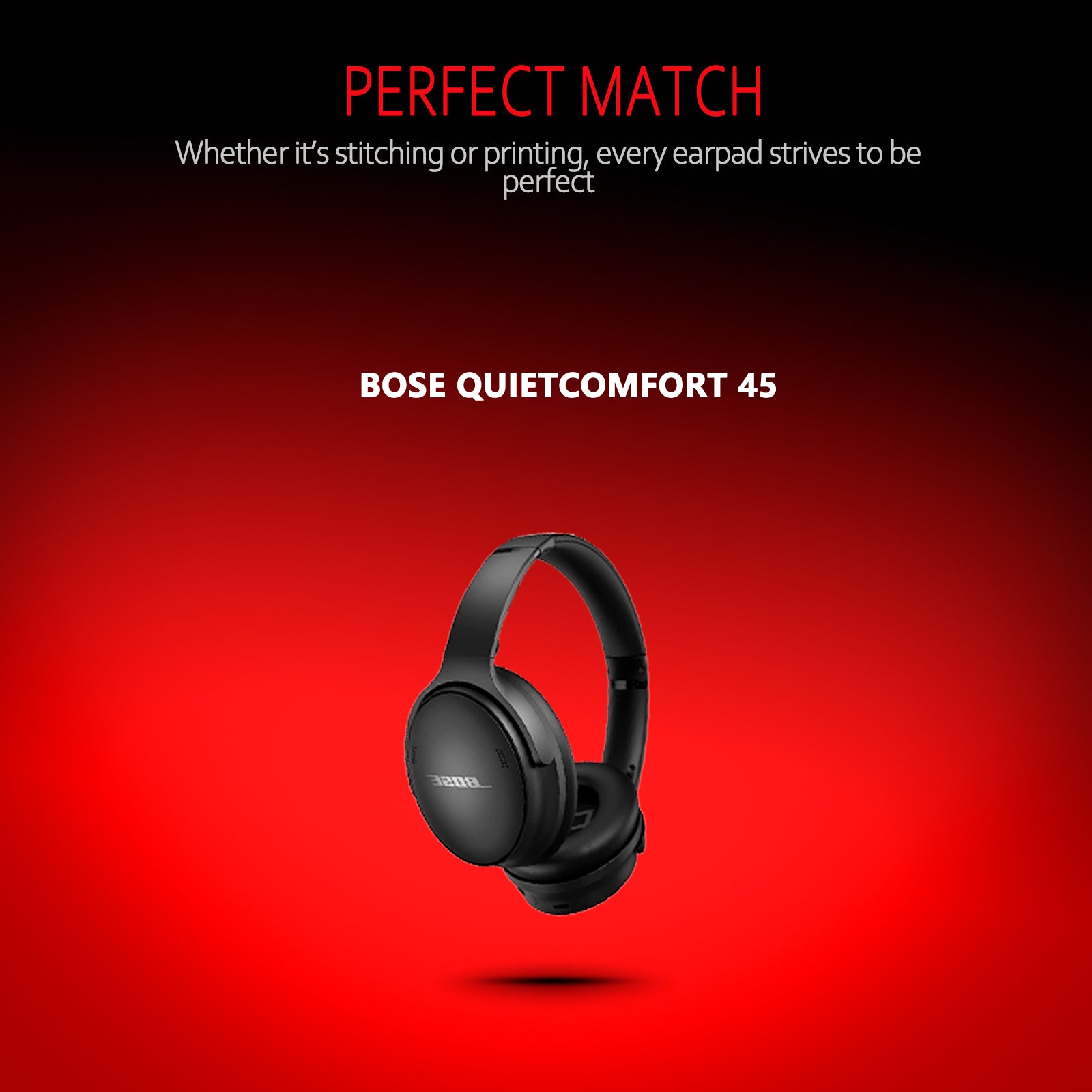 Premium Ear Pad Replacement for Bose QC45-Black
