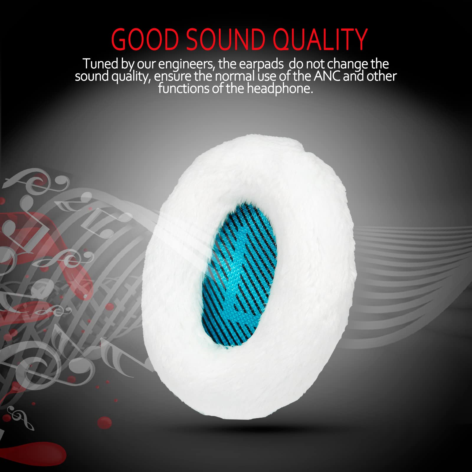 Professional Ear Pads for Bose , Memory Foam & White Fur, Ear Cushions for Winter, by Krone Kalpasmos - White