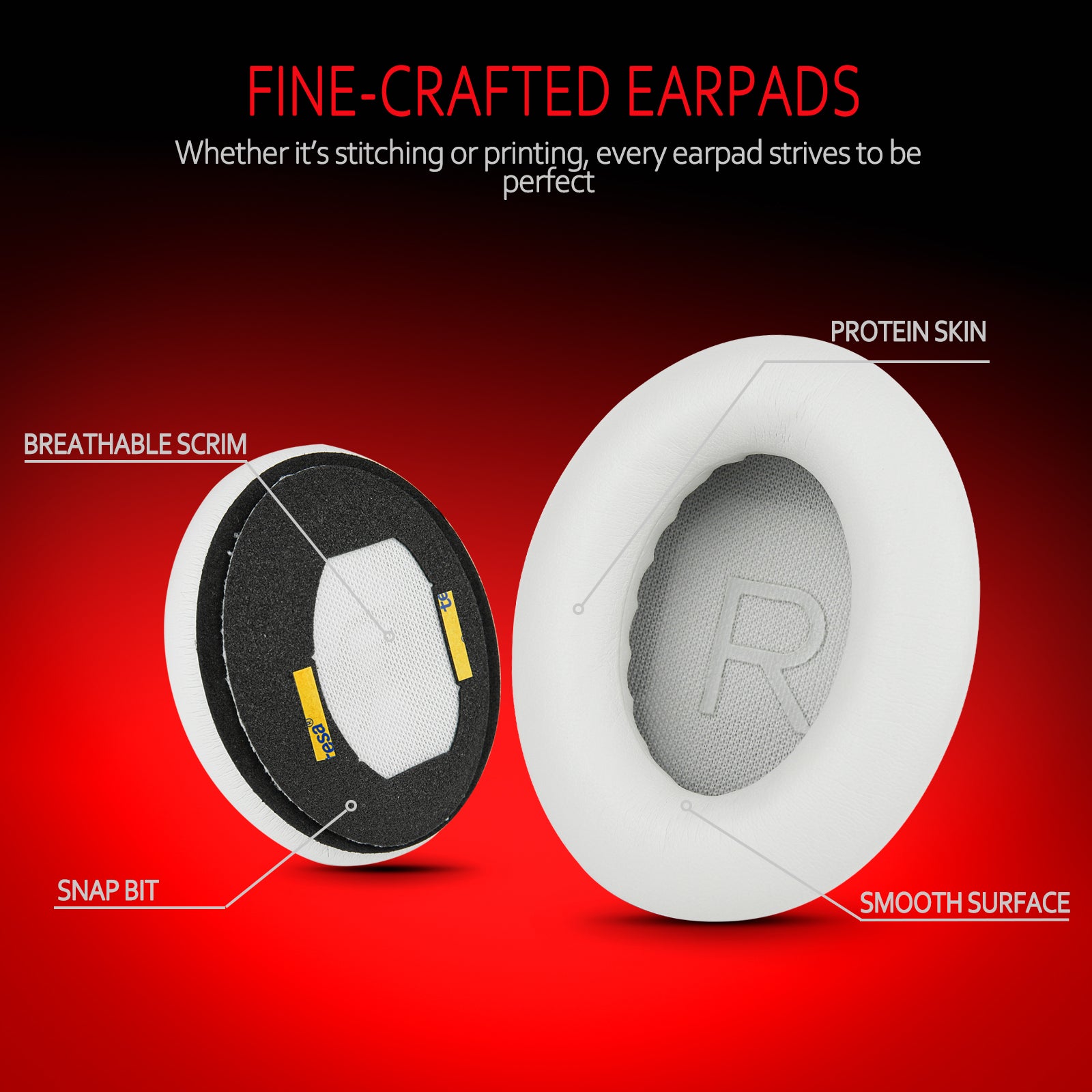 Premium Ear Pad Replacement for Bose QC45-White
