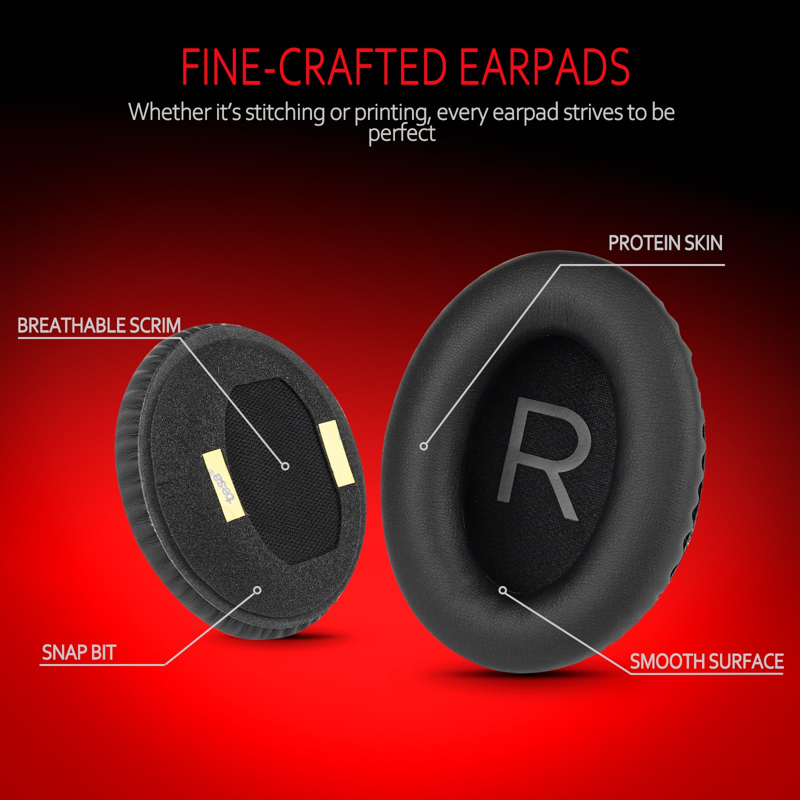Premium Ear Pad Replacement for Bose QC45-Black