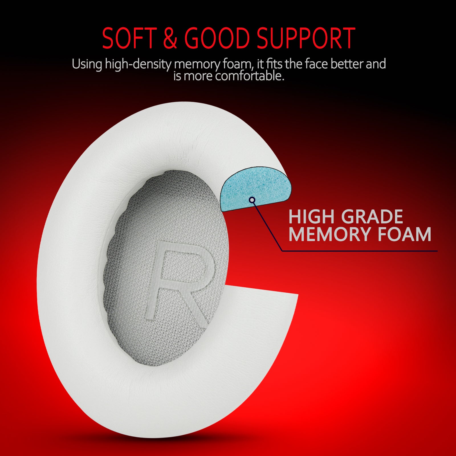 Premium Ear Pad Replacement for Bose QC45-White