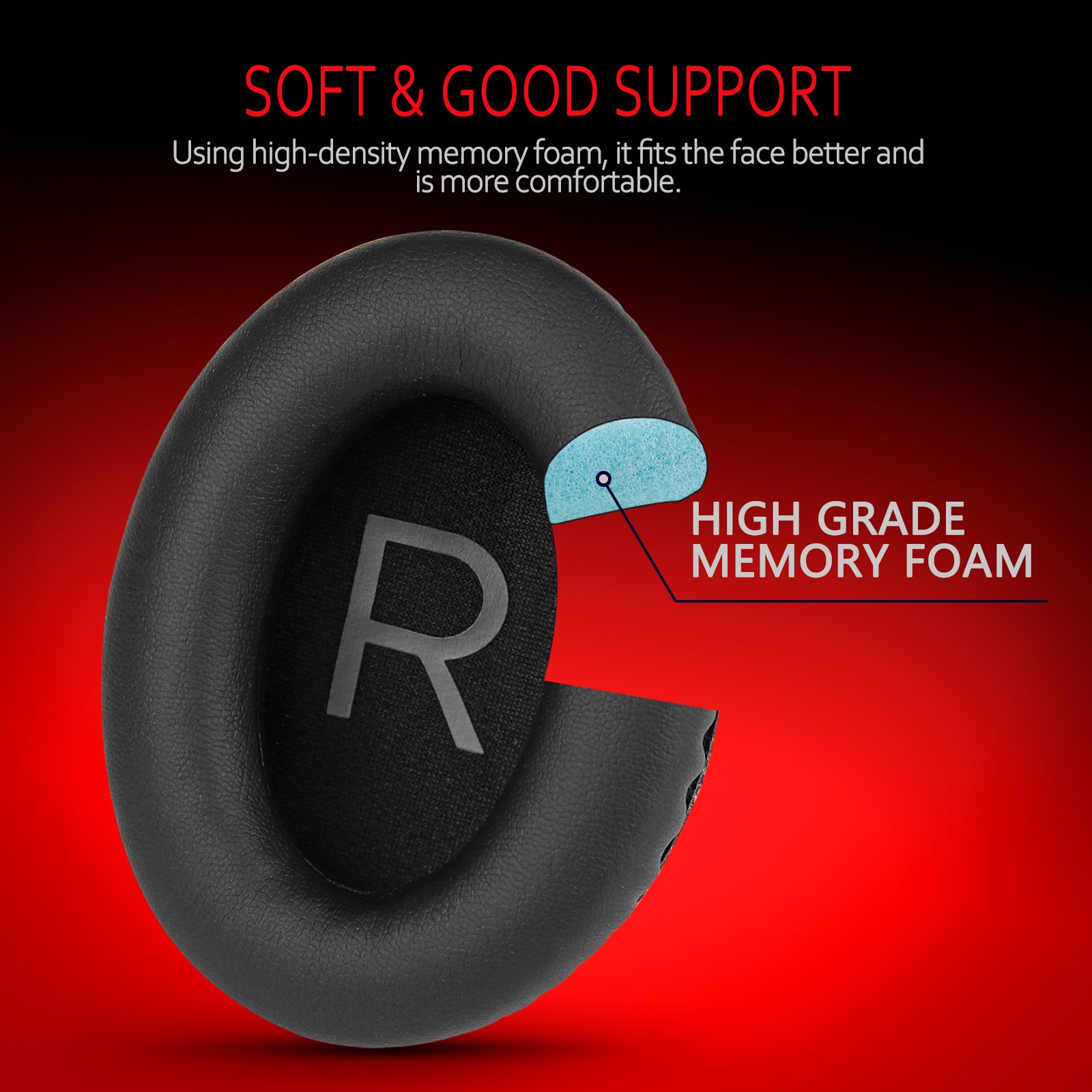 Premium Ear Pad Replacement for Bose QC45-Black