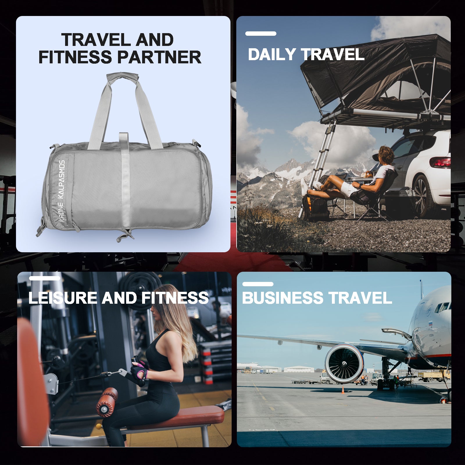 Sport-Sporttasche, Reisetasche mit Nasstasche und Schuhfach für Männer und Frauen