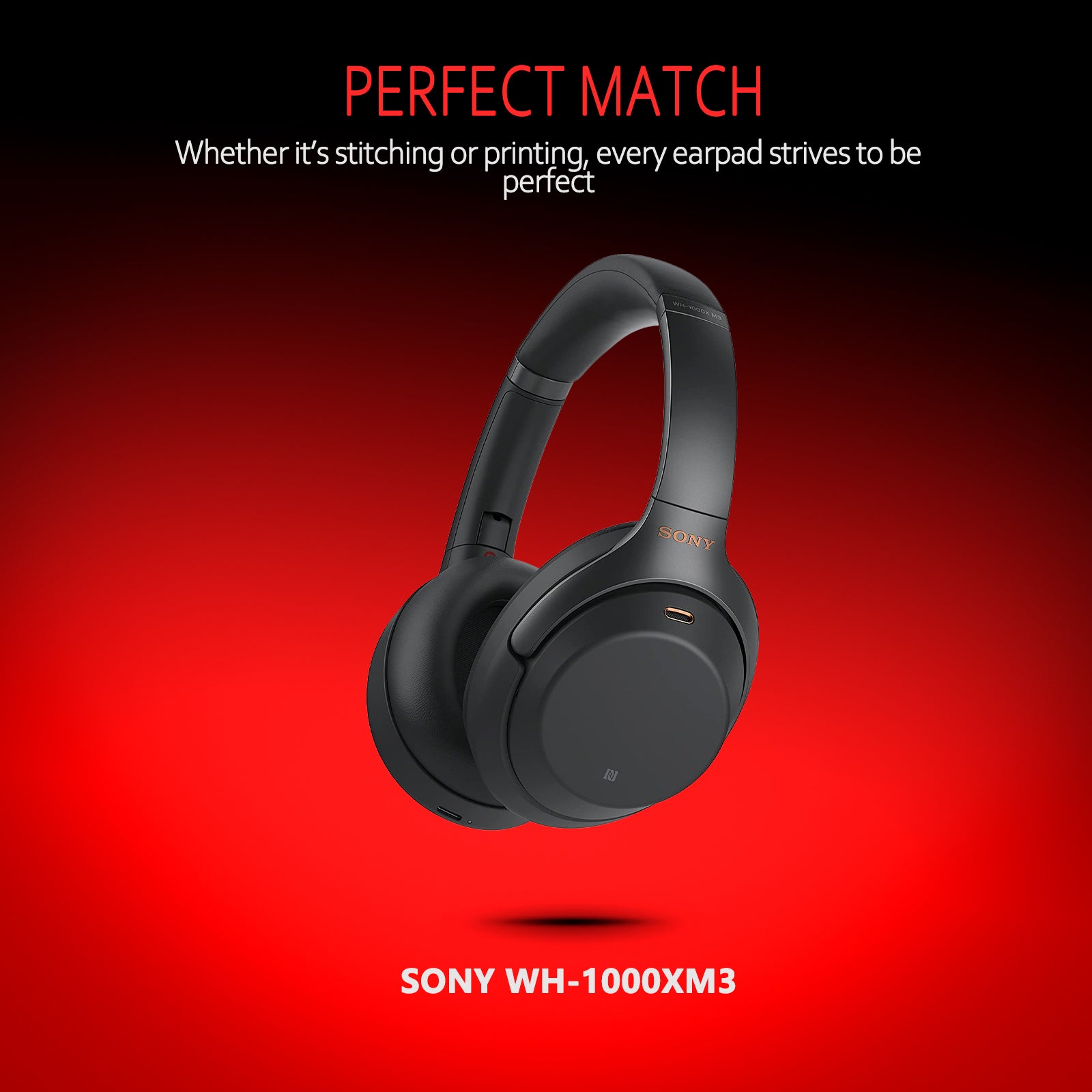 Replacement Earpads for Sony WH-1000XM3 Noise Cancelling Headphone by Krone Kalpasmos Black