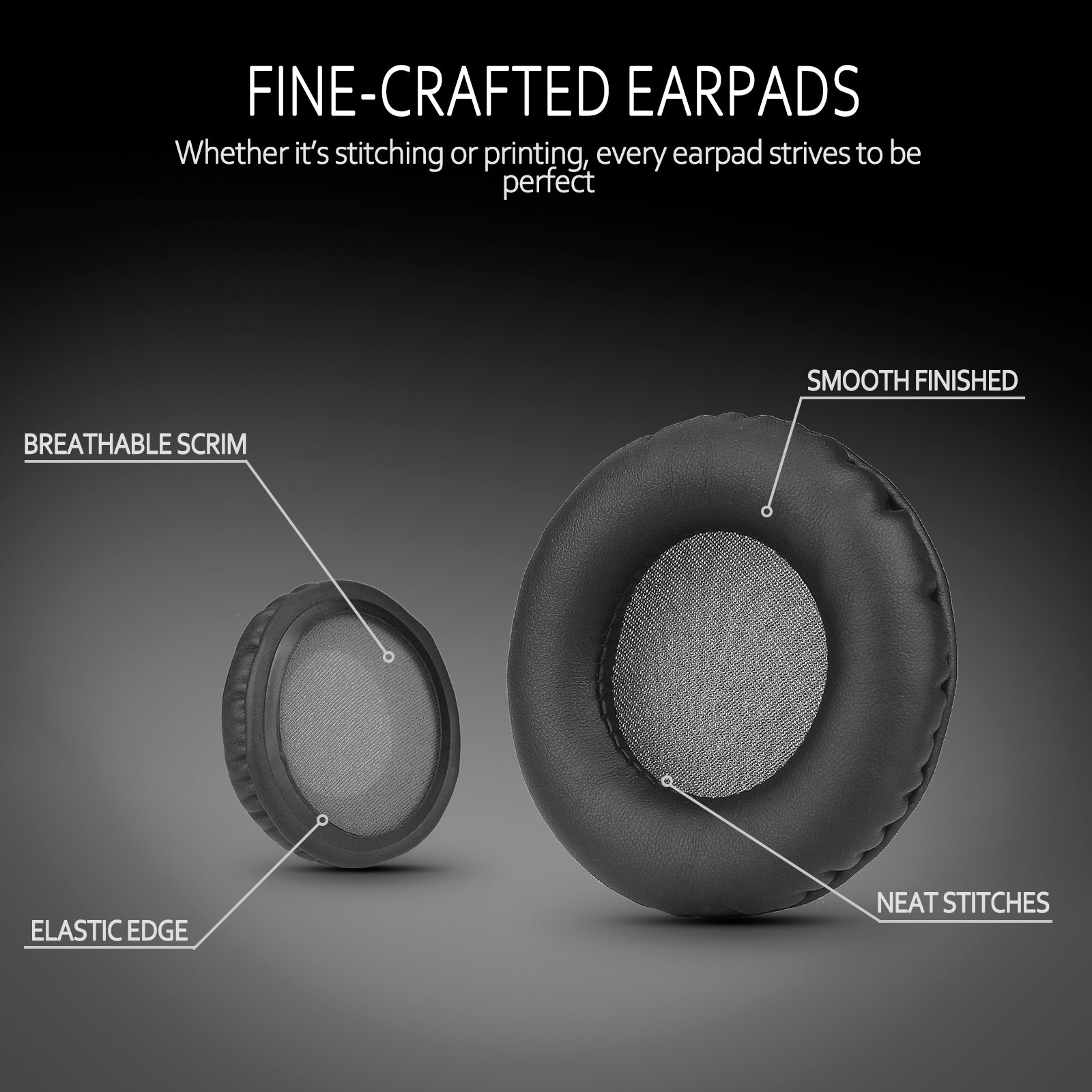 Universal Replacement Ear Pads for Sony MDR-NC6/Audio Technica S200BT/, Many Other 75MM Round On-Ear Headphones(List Inside), By Krone Kalpasmos Black