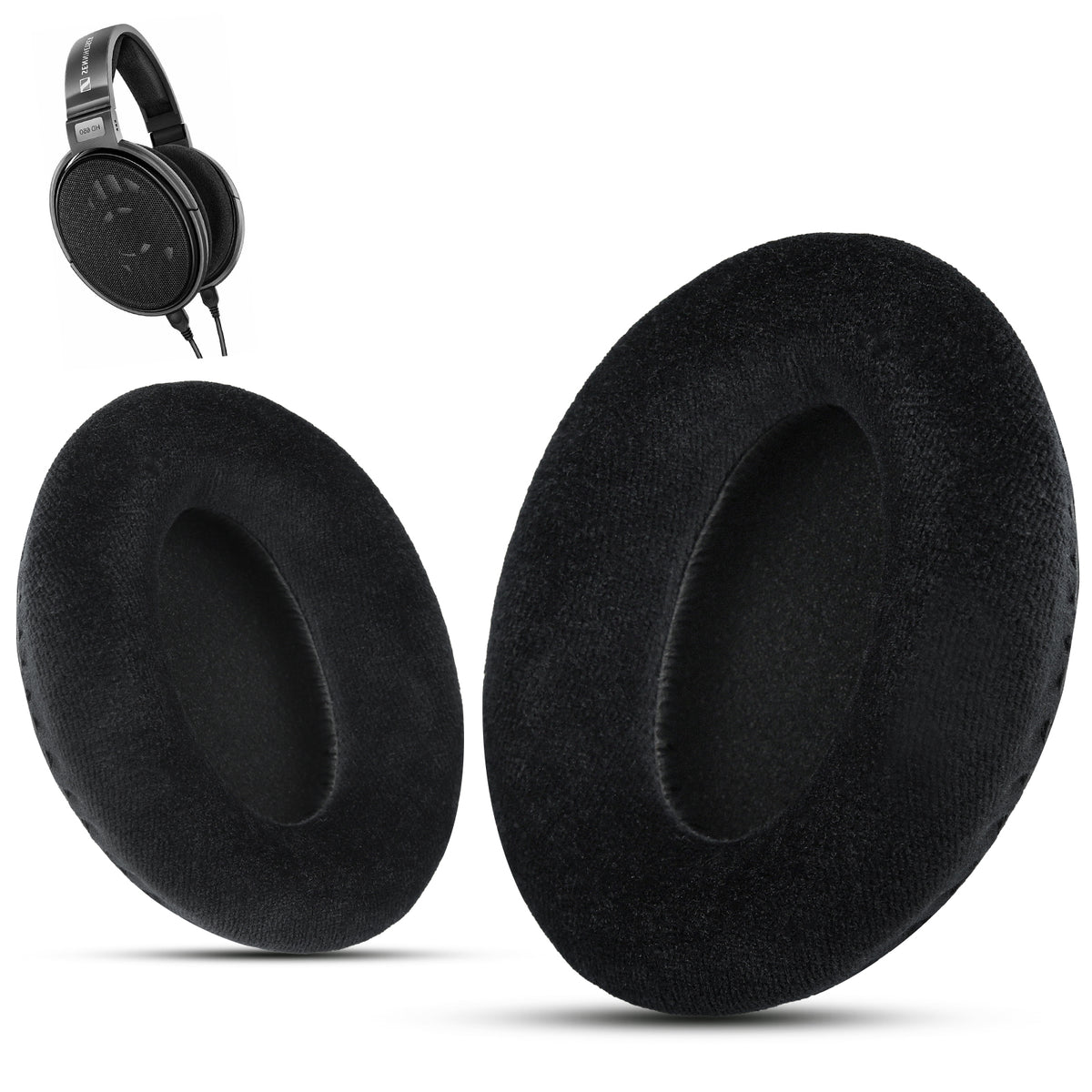Krone Kalpasmos Replacement Cushions for Sennheiser HD Headphones – Fits HD650, HD600, HD580, HD660S, HD565, HD545 – Velour & Memory Foam Ear Pads for Sennheiser HD Series – Black