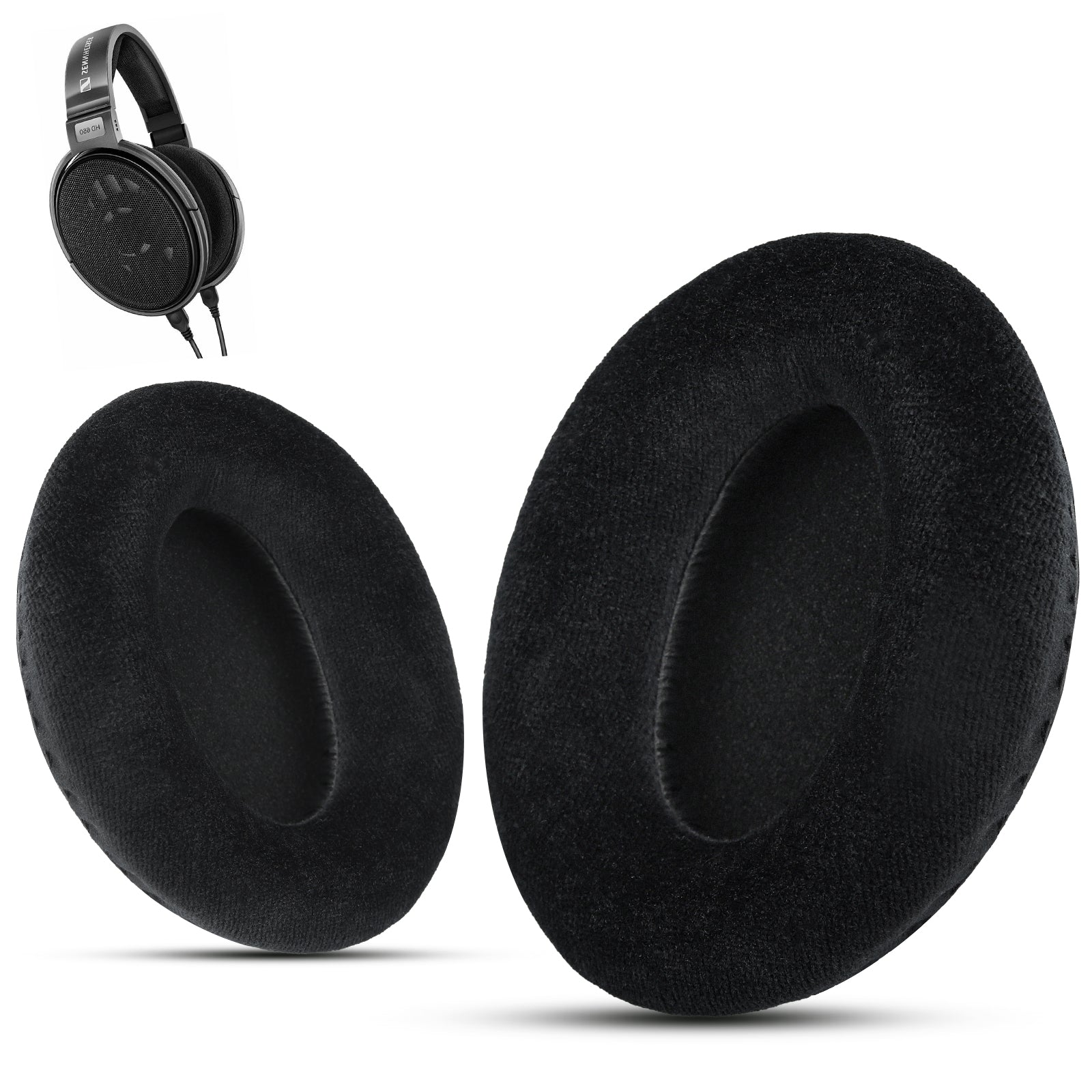 Krone Kalpasmos Replacement Cushions for Sennheiser HD Headphones – Fits HD650, HD600, HD580, HD660S, HD565, HD545 – Velour & Memory Foam Ear Pads for Sennheiser HD Series – Black