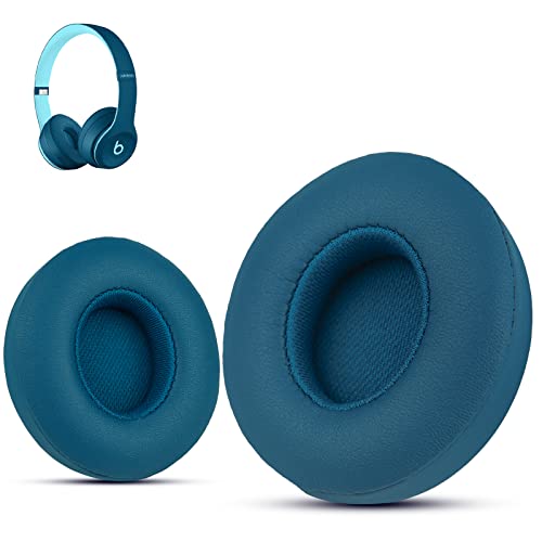 Krone Kalpasmos's Beats Solo 3 Earpads Replacement, Beats Solo 2 Earpad Replacement, Premium Protein Leather Memory Foam with Kits, Superb Comfortable – Pop Blue