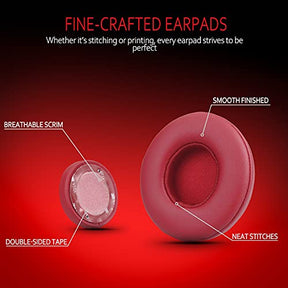 Krone Kalpasmos Earpad Replacement for Beats Solo 2 & 3 Wireless/Wired Headphone, Ear Cushion Premium Protein Leather Memory Foam with Kits, Superb Comfortable Easy to Install – Red