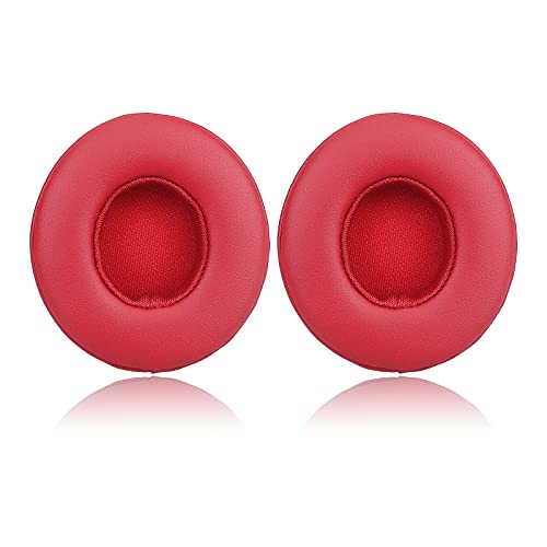 Krone Kalpasmos Earpad Replacement for Beats Solo 2 & 3 Wireless/Wired Headphone, Ear Cushion Premium Protein Leather Memory Foam with Kits, Superb Comfortable Easy to Install – Red