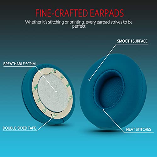 Krone Kalpasmos's Beats Solo 3 Earpads Replacement, Beats Solo 2 Earpad Replacement, Premium Protein Leather Memory Foam with Kits, Superb Comfortable – Pop Blue