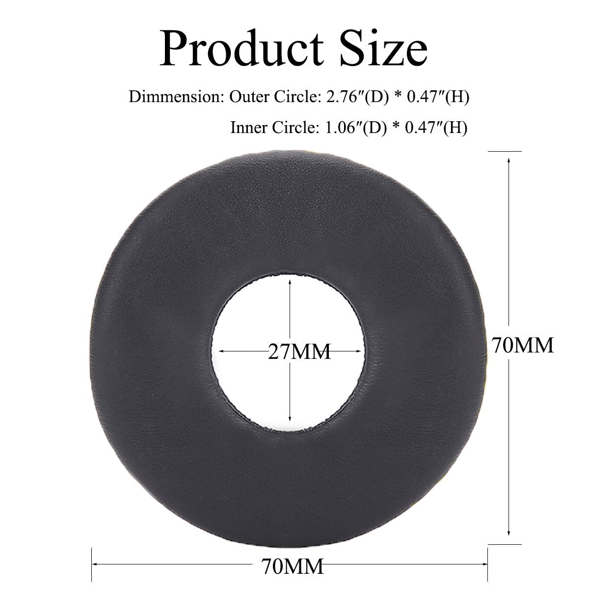 Krone Kalpasmos Replacement Earpads Compatible with Sony MDR-ZX310, Ear Cushion Compatible with Sony MDR-ZX330BT/DR-BT101/WH-CH500 and 70MM Round On-Ear Headphones(List Inside)(Black)