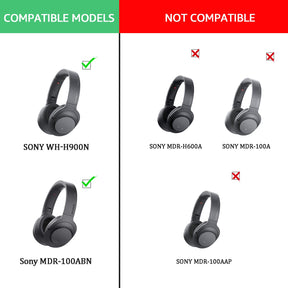 Krone Kalpasmos Ear Pads for Sony WH-H900N, Compatible with Sony MDR-100ABN Headphones Over Ear Cushion, Soft Memory Foam Protein Leather Replacement Earpad Sony Headset Repair Part (Black)