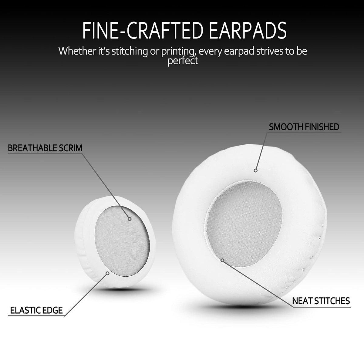 Krone Kalpasmos Universal Replacement 75mm Earpads for Sony, ATHAKG, HifiMan, Philips, Fostex, JVC, Pioneer On-Ear Headphones (List Inside) Headphone Earpads Cover White & Grey