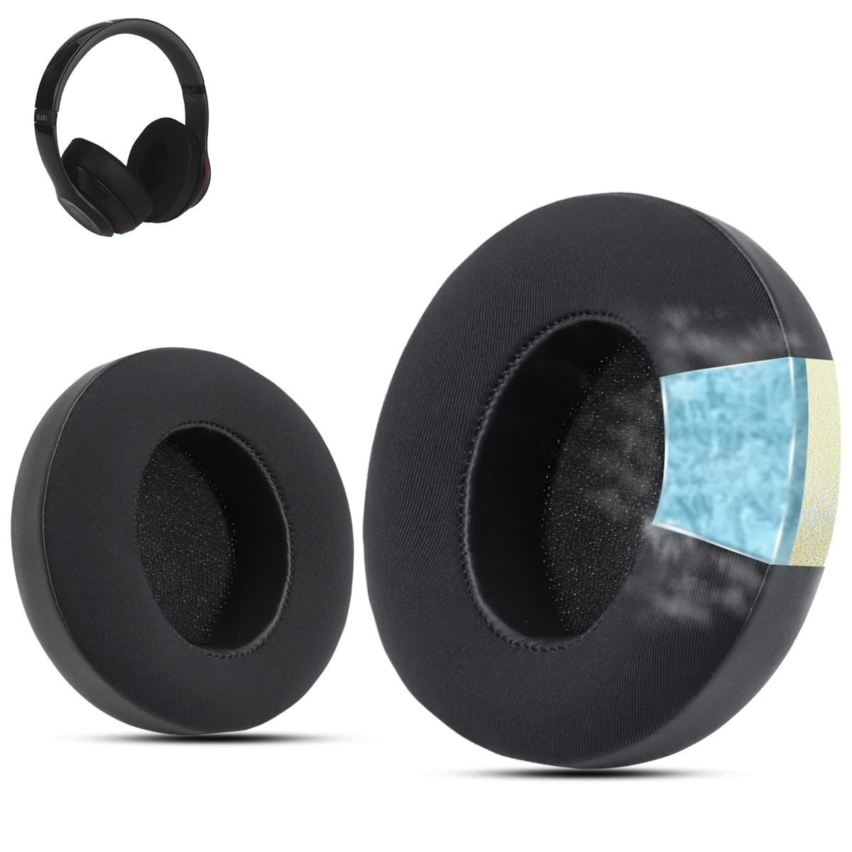 Krone Kalpasmos Cooling-gel Earpads for HyperX Headset, HyperX Cloud 2 Replacement Earpads, HyperX Clouds Ear Pads, fit HyperX Cloud ALPHA/1/2/WIRELESS/ALPHA/ALPHA S/CORE/Stinger/Flight/Mix