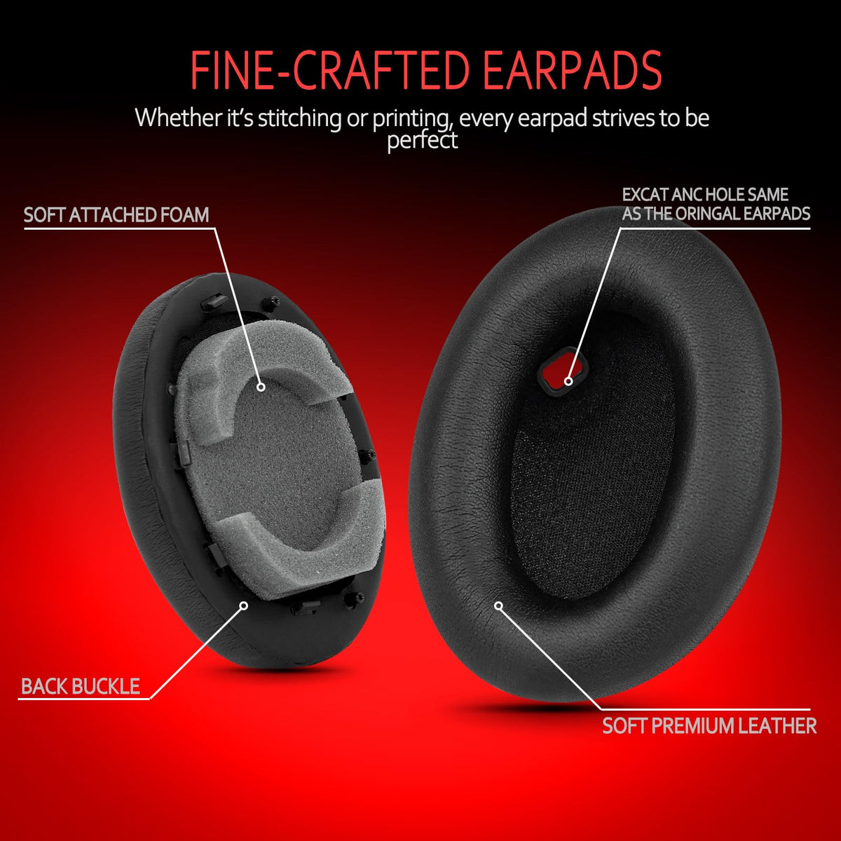 Krone Kalpasmos Ear Pads Replacement for Sony WH-1000XM4 Headphone, Premium 1000XM4 Noise Canceling Covers with Soft protein Leather and High-Density Memory Foam, without Affecting Sensor-Black