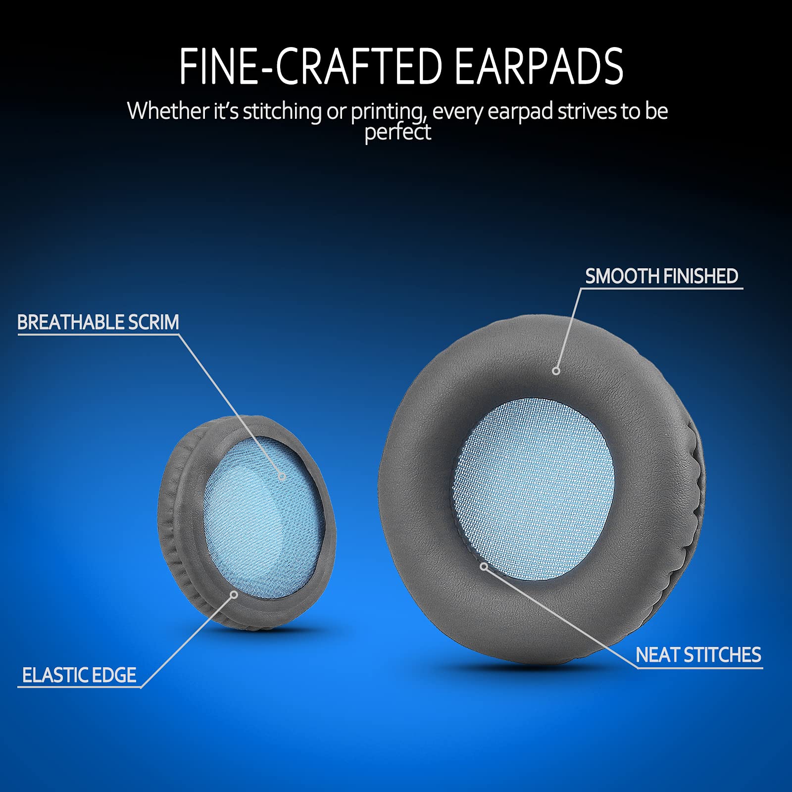 Krone Kalpasmos Universal Replacement 75mm Earpads for Sony, ATHAKG, HifiMan, Philips, Fostex, JVC, Pioneer On-Ear Headphones (List Inside) Headphone Earpads Cover Black & Blue