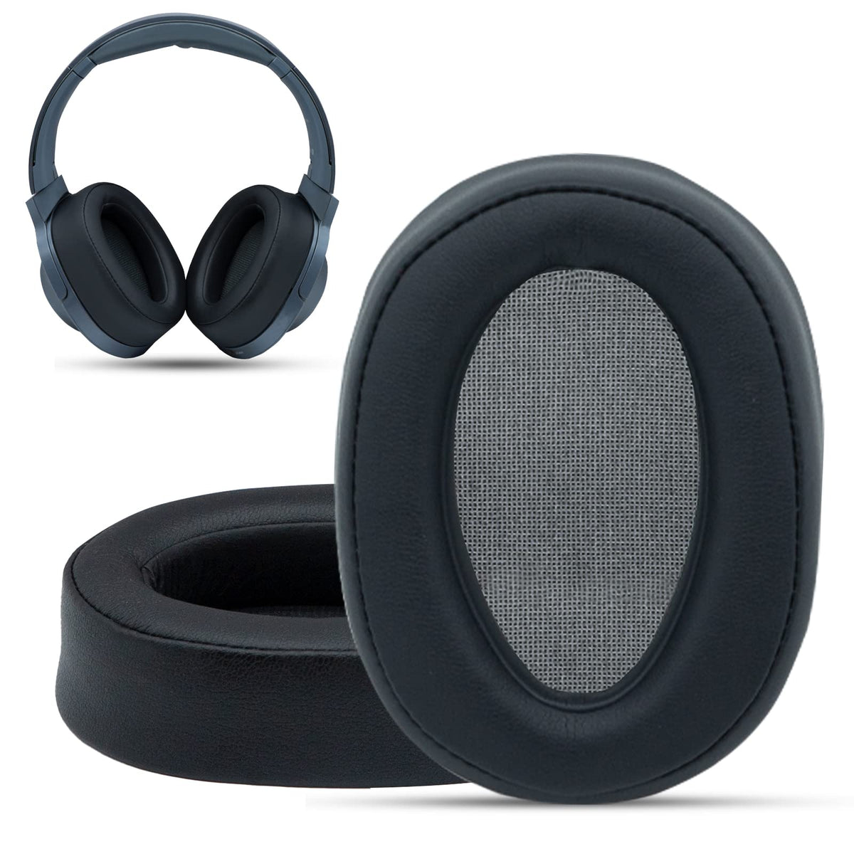 Krone Kalpasmos Ear Pads for Sony WH-H900N, Compatible with Sony MDR-100ABN Headphones Over Ear Cushion, Soft Memory Foam Protein Leather Replacement Earpad Sony Headset Repair Part (Black)