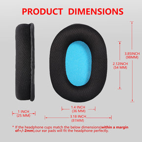 Krone Kalpasmos Breathable Fabric Replacement Earpads for Turtle Beach Stealth 700/600/520,Audio Technica Replacement Earpads for ATH-M50X/M40X/M30X & More, Cushion Replace for Headphones-Blue