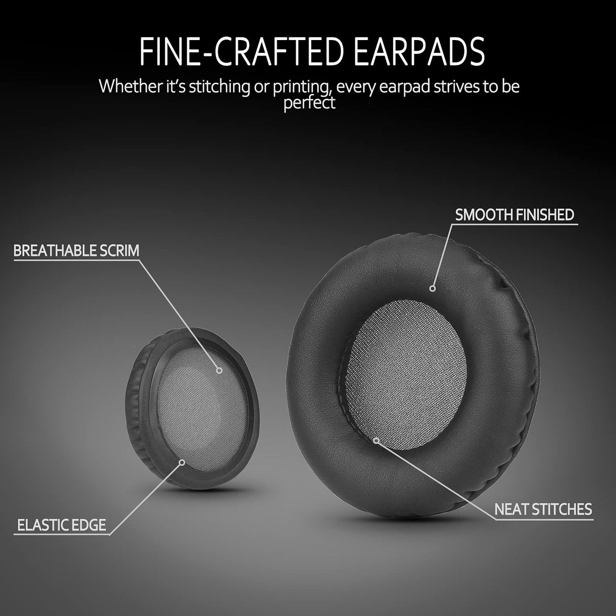 Krone Kalpasmos Earpads for Sony Headphones - 75mm Replacement Ear Cushions for Audio Technica ATH S200BT, Sony MDR-NC6, AKG K518LE, JVC, Philips, Fostex, Pioneer On-Ear Headphones, Black & Gray