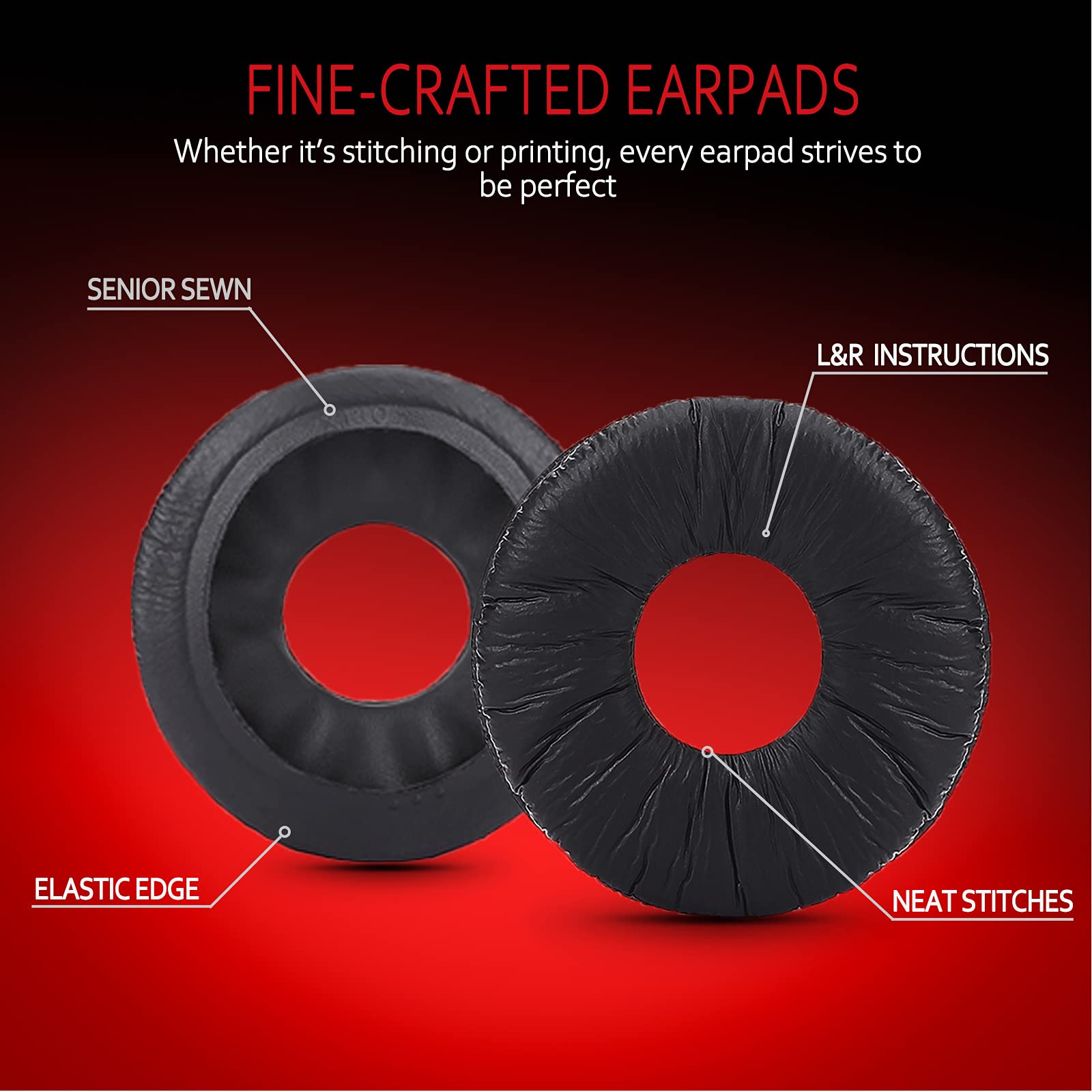 Universal Replacement Ear Pads for Sony MDR-ZX110/MDR-ZX330BT/V150/WH-CH500; JBL T500BT/T450BT &Many Other 70MM Round On-Ear Headphones(List Inside), by Krone Kalpasmos-Classic Black