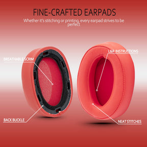 Krone Kalpasmos Ear Pads for Sony WH-H900N, Compatible with Sony MDR-100ABN Headphones Over Ear Cushion, Soft Memory Foam Protein Leather Replacement Earpad Sony Headset Repair Part (Red)