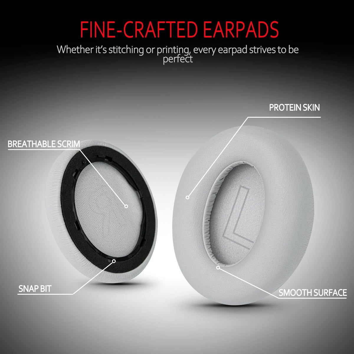 Krone Kalpasmos Replacement Ear Pads for Anker Soundcore Life Q20 - Fits Anker Soundcore Q20/Q20BT/Q20+, Anker Soundcore Life Q20 Earpads Cover, Soundcore Life Q20/Q20BT/Q20+ Ear Pads, Silver