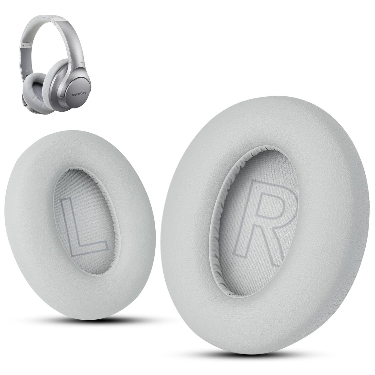 Krone Kalpasmos Replacement Ear Pads for Anker Soundcore Life Q20 - Fits Anker Soundcore Q20/Q20BT/Q20+, Anker Soundcore Life Q20 Earpads Cover, Soundcore Life Q20/Q20BT/Q20+ Ear Pads, Silver