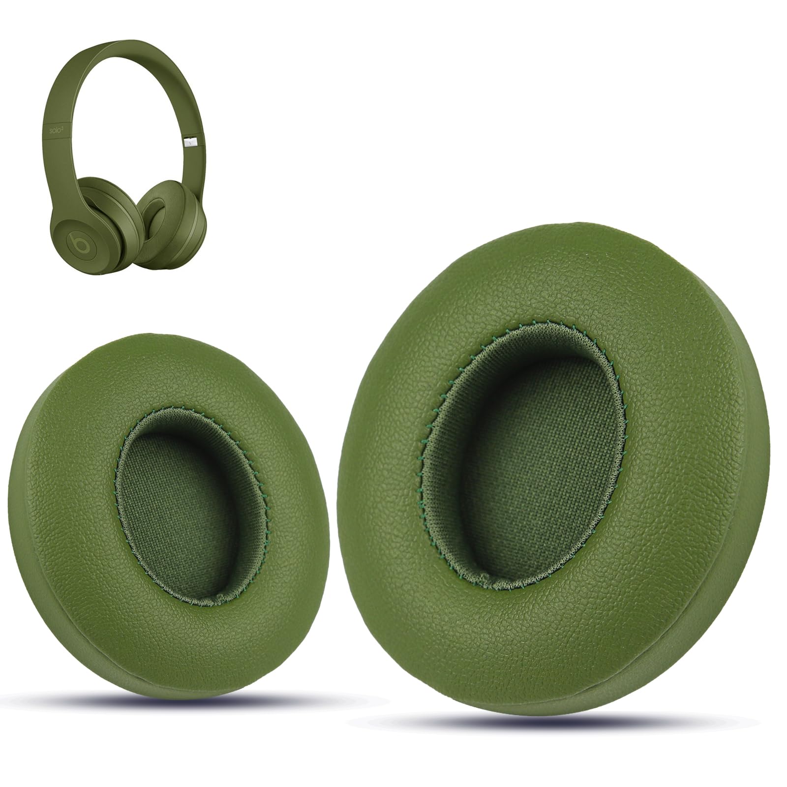 Krone Kalpasmos Earpad Replacement for Beats Solo 2 & 3 Wireless/Wired Headphone, Ear Cushion Premium Protein Leather Memory Foam with Kits, Superb Comfortable Easy to Install – Hunter Green