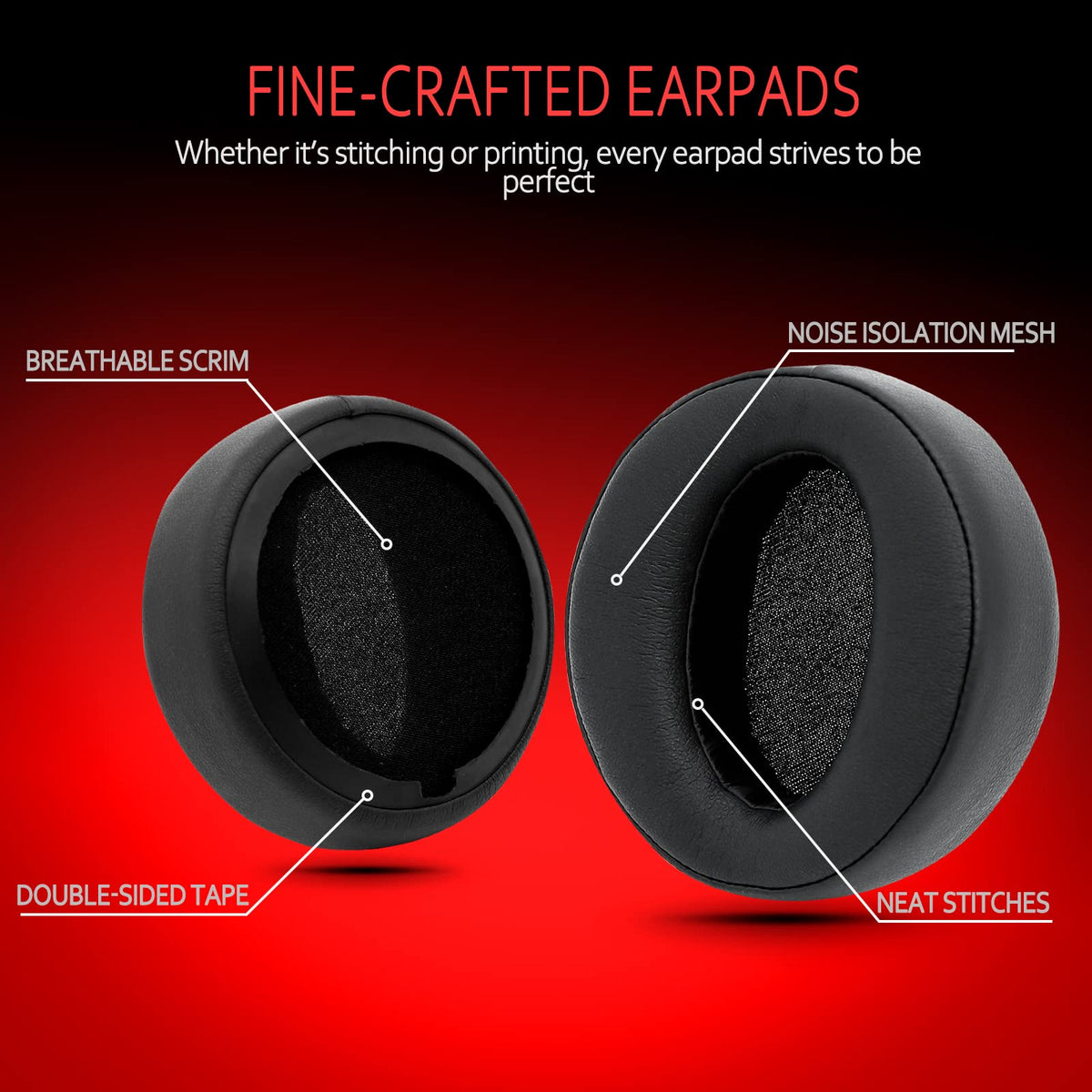 Krone Kalpasmos Professional Earpads Cushions Replacement for Sony MDR-XB950 XB950BT XB950B1 XB950N1 XB950AP Over-Ear Headphones, Noise Isolation Memory Foam - Black