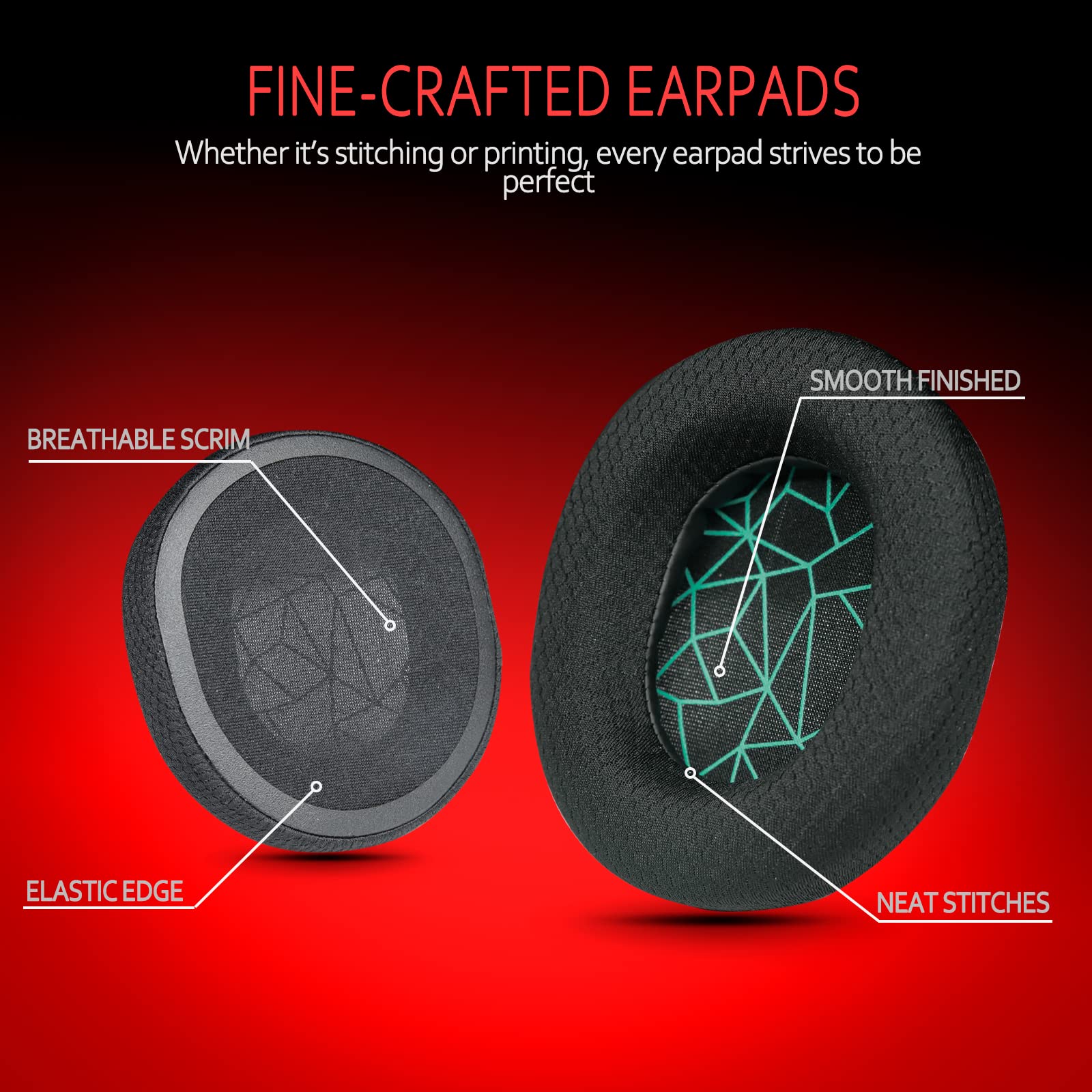 Krone Kalpasmos Steelseries Arctis 7 Replacement Earpads, Fabric Replacement Earpads Ear fit SteelSeries Arctis Wirelss Arctis 1, Pro, 3, 5, 7, 7+, 7p, 7X, 9, Prime All Models Wireless Headset- Green