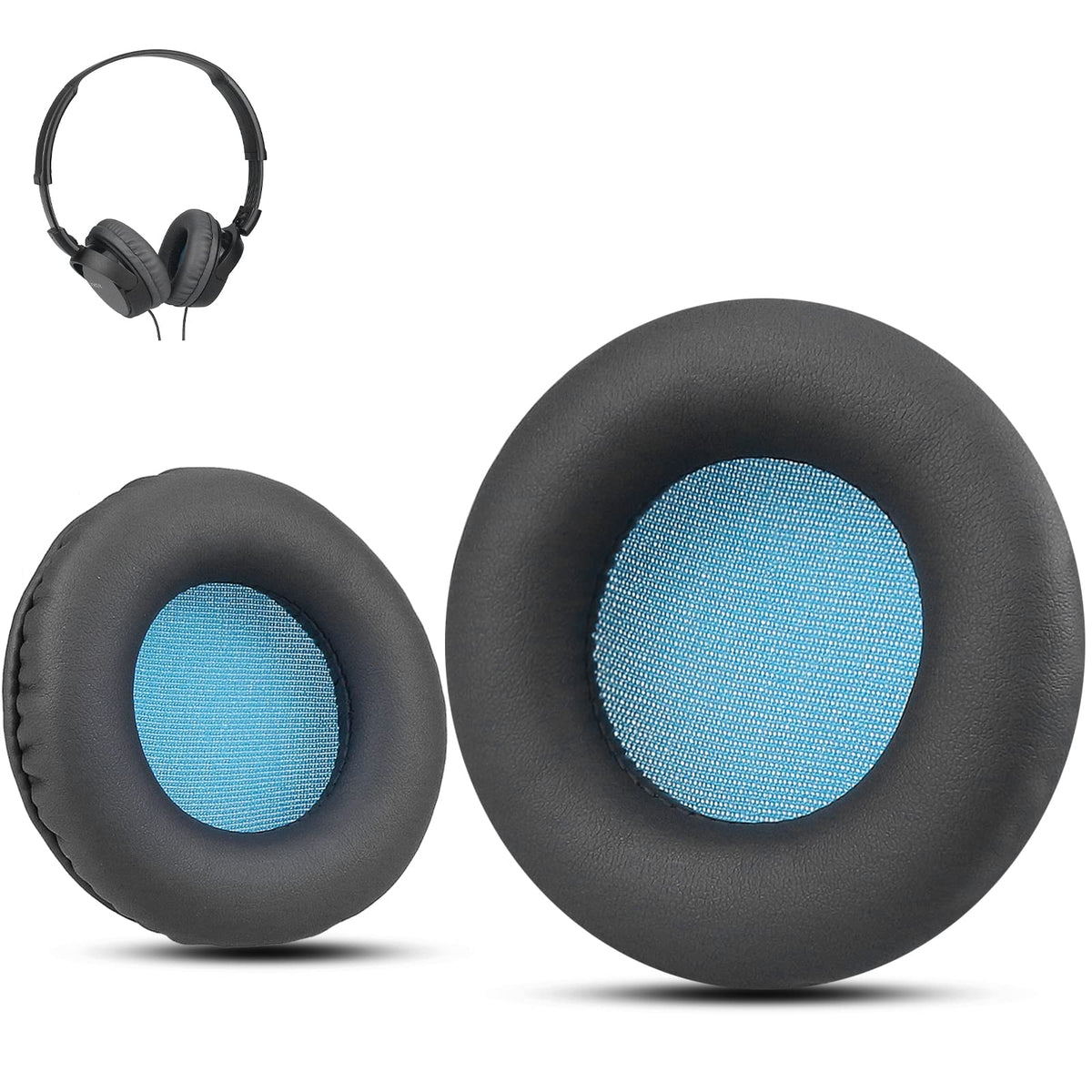 Krone Kalpasmos Universal Replacement 75mm Earpads for Sony, ATHAKG, HifiMan, Philips, Fostex, JVC, Pioneer On-Ear Headphones (List Inside) Headphone Earpads Cover Black & Blue