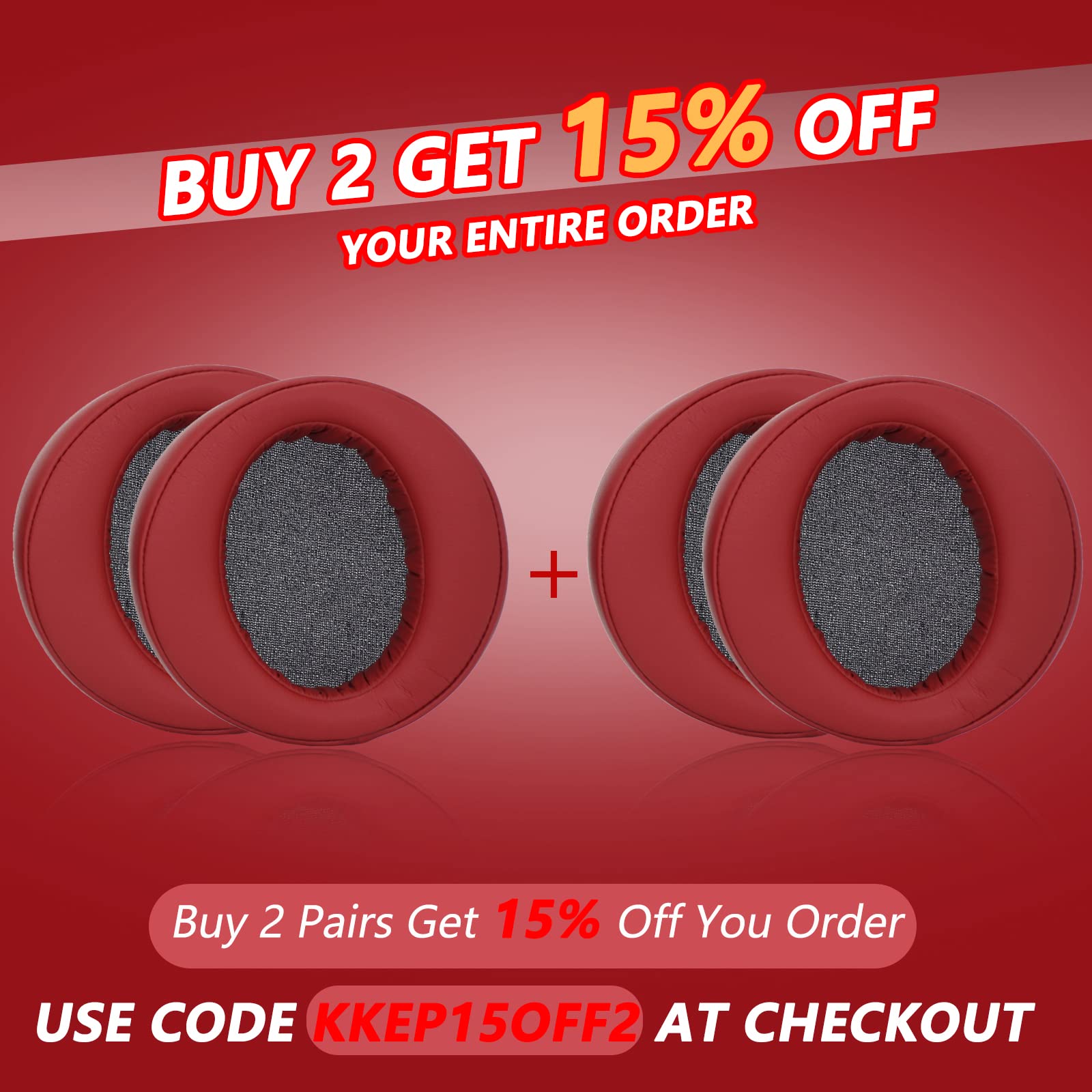 Krone Kalpasmos Replacement Ear Pads for Sony MDR-XB950BT MDR-XB950B1 Headphones, Soft Protein Leather Memory Foam Over-Ear Ear Cushions Sony Headset Repair Accessories, with PU Leather Bag - Red