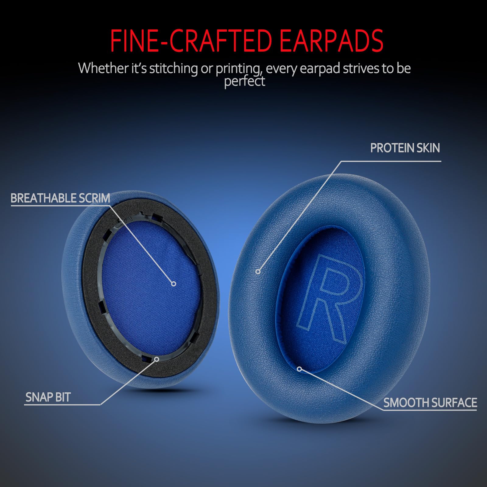 Krone Kalpasmos Replacement Ear Pads for Anker Soundcore Life Q20 - Fits Anker Soundcore Q20/Q20BT/Q20+, Anker Soundcore Life Q20 Earpads Cover, Soundcore Life Q20/Q20BT/Q20+ Ear Pads, Blue