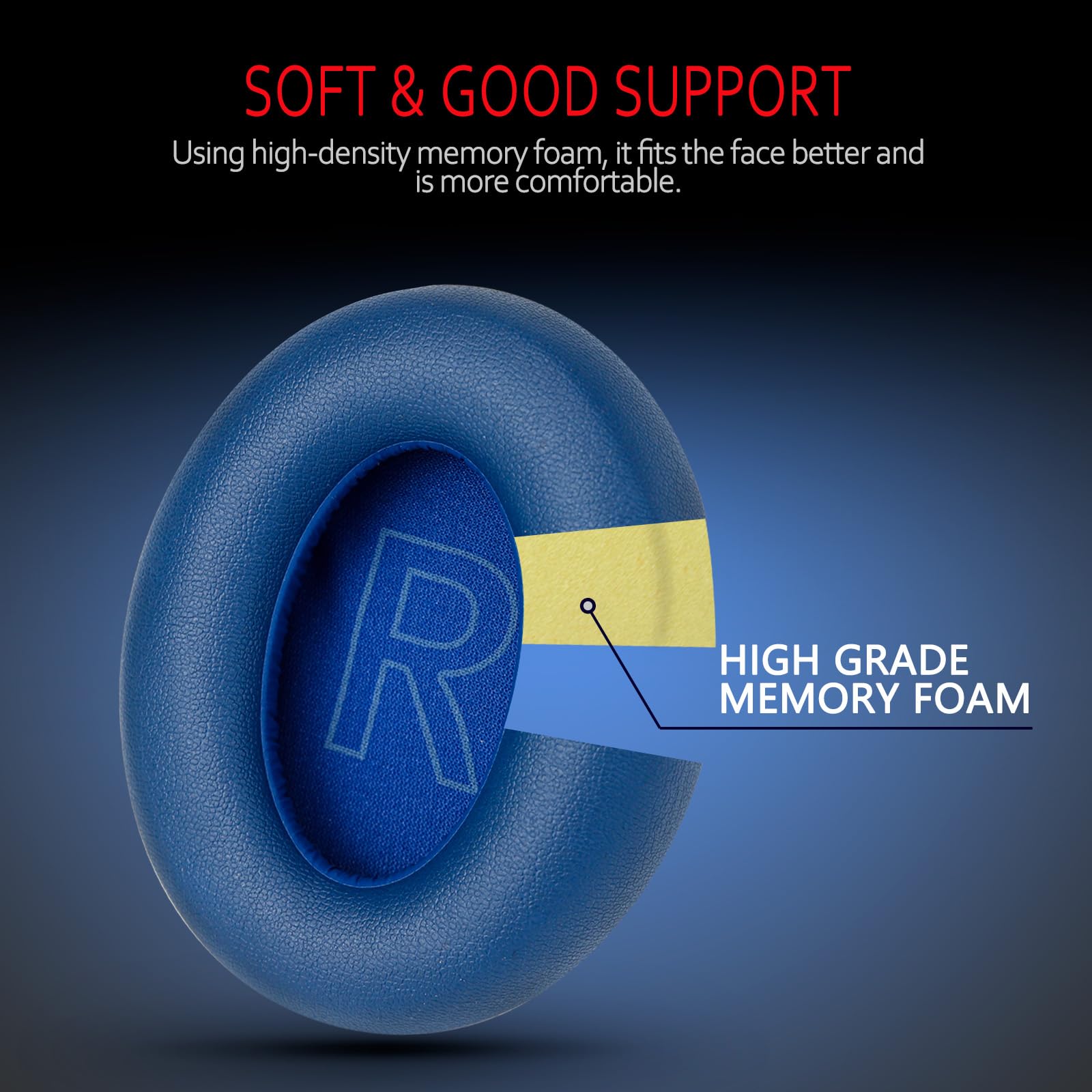 Krone Kalpasmos Replacement Ear Pads for Anker Soundcore Life Q20 - Fits Anker Soundcore Q20/Q20BT/Q20+, Anker Soundcore Life Q20 Earpads Cover, Soundcore Life Q20/Q20BT/Q20+ Ear Pads, Blue