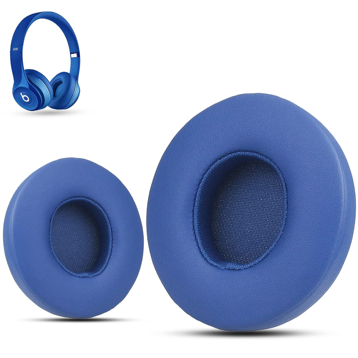 Krone Kalpasmos Earpad Replacement for Beats Solo 2 & 3 Wireless/Wired Headphone, Ear Cushion Premium Protein Leather Memory Foam with Kits, Superb Comfortable Easy to Install – Blue